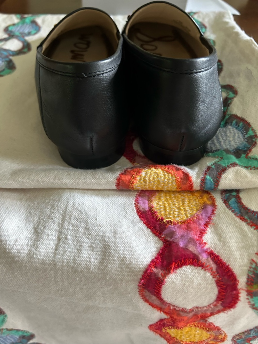 Sam Edelman Black Leather Loafers with Gold Hardware - Picture 3 of 4
